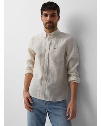 Lacoste - Pure Linen Vertical Stripe Shirt - Lyst