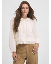 Icône - Delicate Pleating And Lace Blouse - Lyst