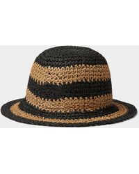 Nine West - Black Stripe Crochet Straw Cloche - Lyst
