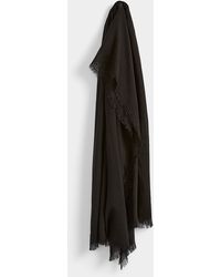 Simon's - Thin Fringes Pleated Lightweight Scarf - Lyst