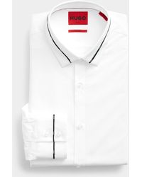 HUGO - Trimmed White Logo Shirt Slim Fit - Lyst