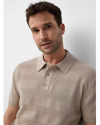 Le 31 - Geo Pointelle Knit Polo - Lyst