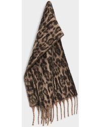 Simon's - Leopard Plush Knit Scarf - Lyst