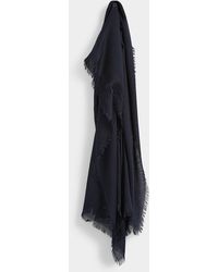 Simon's - Thin Fringes Pleated Lightweight Scarf - Lyst