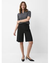 Contemporaine - Touch Of Wool Pleated Bermuda Short Fit: Wide Leg, Super High Rise - Lyst