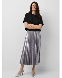 Sisley - Silvery Pleated Midi Skirt - Lyst