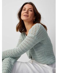 Contemporaine - Openwork Twisted Cable Cropped Sweater - Lyst