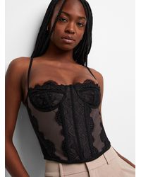 Icône - Black And Grey Lace Bustier - Lyst
