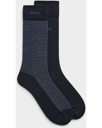 BOSS - Solid/striped Dress Socks 2 - Lyst