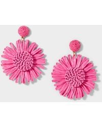 Simon's - Large Raffia Flower Earrings - Lyst