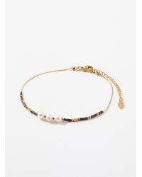Simon's - Bead And Pearl Ankle Chain - Lyst