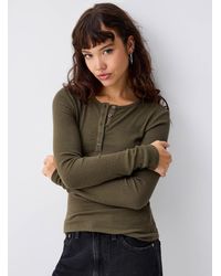 Twik - Soft Ribbing Henley Collar T - Lyst