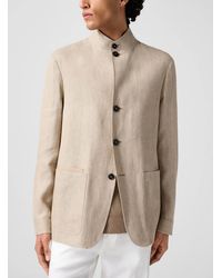ZEGNA - Il Conte Buttoned Collar Linen Jacket - Lyst