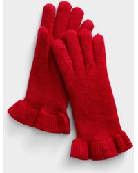 Simon's - Ruffle Trim Solid Gloves - Lyst