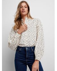 Ichi - Small Hearts Loose Textured Blouse - Lyst