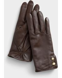 Ralph Lauren - Logo Button Leather Gloves - Lyst