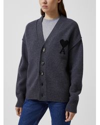 Ami Paris - De Coeur 100% Virgin Wool Cardigan - Lyst