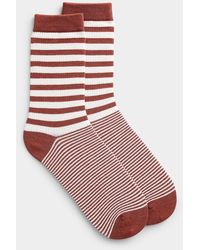 Simon's - Striped Ribbed Socks - Lyst