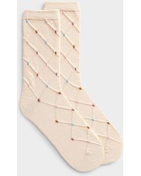 Simon's - Embossed Diamond And Shiny Dot Socks - Lyst