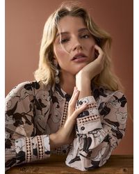 Icône - Openwork Details Sheer Chiffon Blouse - Lyst