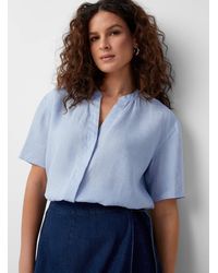 Contemporaine - Gathered Collar Organic Linen Shirt - Lyst