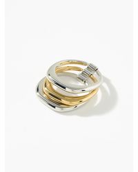 Simon's - Thin Metallic Rings Set Of 3 - Lyst