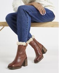 Simply Be - Leather Fur Lined Platform Boot Ex Wide - Lyst