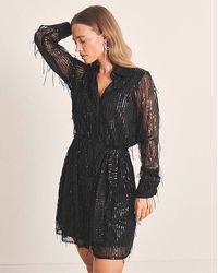 Simply Be - Fringed Sequin Shirt Dress - Lyst