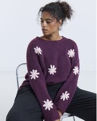 Simply Be - Embroidered Floral Knitted Jumper - Lyst