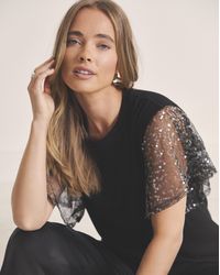 Simply Be - Sequin Angel Sleeve Slim T-Shirt - Lyst