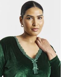 Simply Be - Velvet Lace Trim Top - Lyst