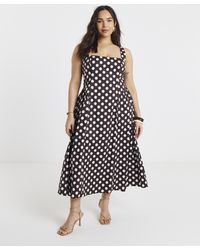 Simply Be - Chocolate Spot Waist Detail Midi Dress - Lyst