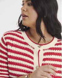 Simply Be - Stripe Short Sleeve Frill Cardigan - Lyst