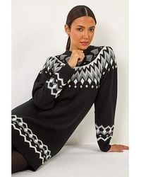 Roman - Roman Geometric Knitted Shift Dress - Lyst