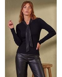 Roman - Roman Sparkly Tie Knit Top - Lyst