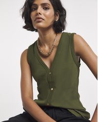 Simply Be - Ribbed Button Through Vest - Lyst
