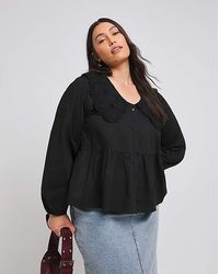 Simply Be - Broderie Collared Blouse - Lyst
