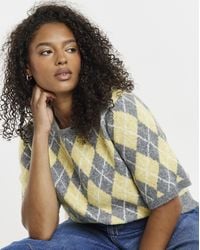 Simply Be - Argyle Short Sleeve Jumper - Lyst