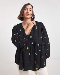 Simply Be - Embroidered Smock Blouse - Lyst