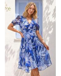 Roman - Roman Abstract Floral Hanky Hem Dress - Lyst
