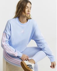 adidas - 3 Stripes Crew Neck Sweatshirt - Lyst