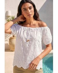 Roman - Roman Floral Embroidered Bardot Top - Lyst