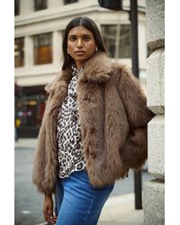 Simply Be - Chocolate Short Fur Coat - Lyst