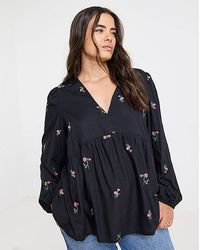 Simply Be - Embroided V Neck Blouse - Lyst