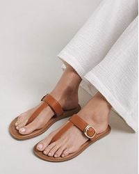 Heavenly Soles - Leather Toe Post Sandal Ex Wide - Lyst