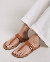 Heavenly Soles - Leather Toe Post Sandal Ex Wide - Lyst