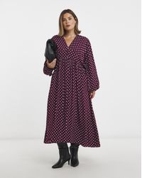 Simply Be - Printed Waist Detail Midi Dress - Lyst