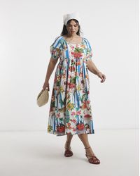 Simply Be - Cotton Midi Dress - Lyst