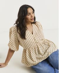 Simply Be - Button Through Peplum Blouse - Lyst