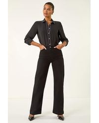 Roman - Roman Wide Leg Stretch Denim Jeans - Lyst